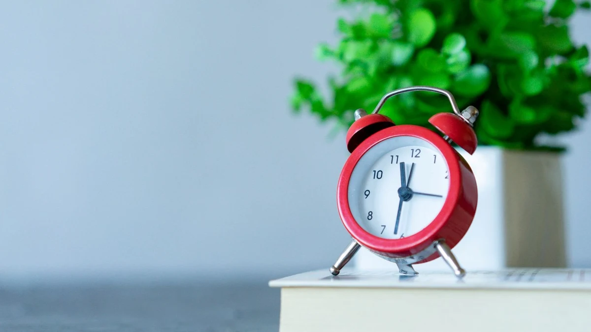Study planner with an alarm clock for exam countdown planning