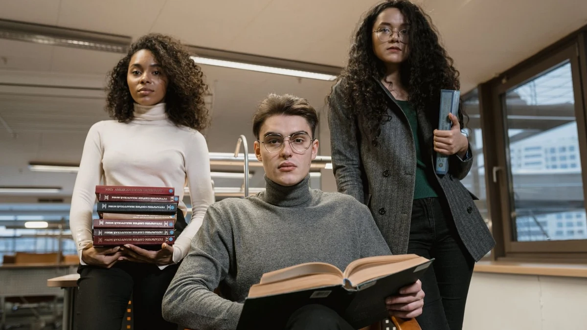 Students in a group studying together, planning careers beyond defence