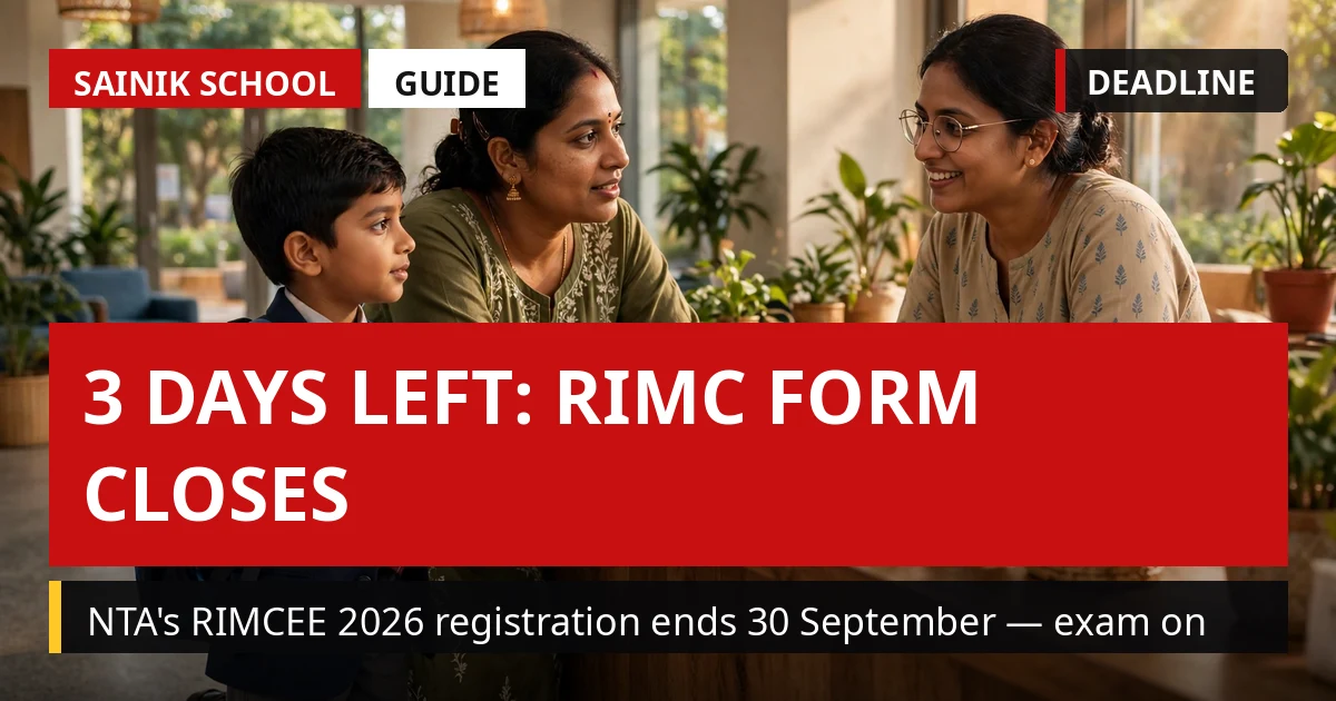 RIMCEE 2026 Registration Closes in 3 Days: NTA's RIMC Class 8 Entrance — Apply by 30 September