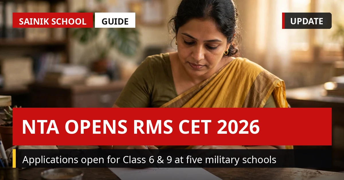 NTA Opens RMS CET 2026 Applications: Class 6 & 9 Military School Admissions Begin