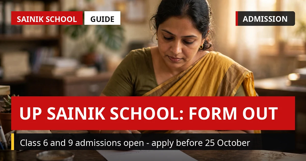UP Sainik School Admission 2027-28: Applications Open — Apply by 25 October 2026